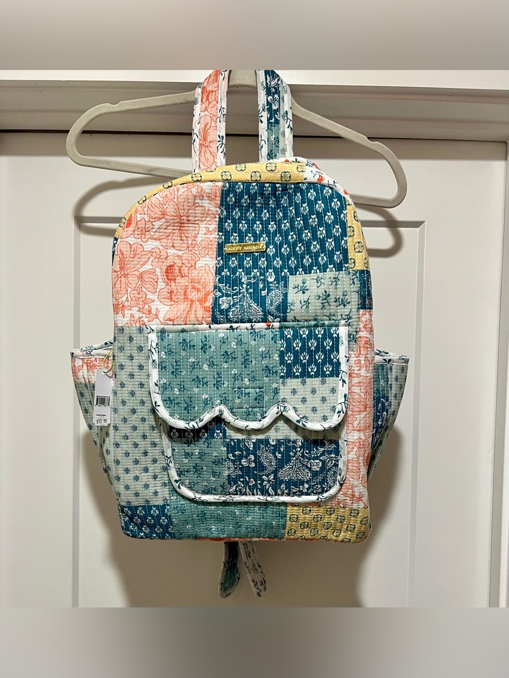 Simply Southern Quilted Patchwork Backpack in Teal, Coral & Yellow